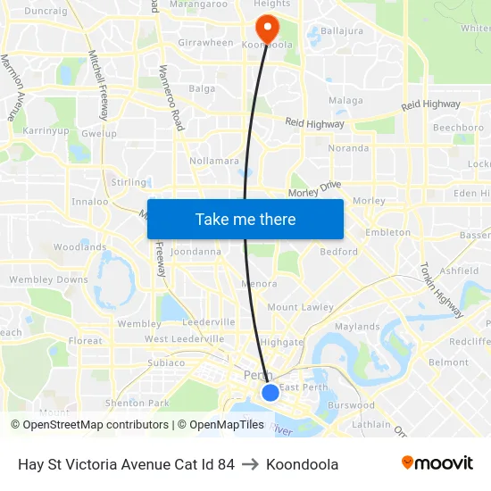 Hay St Victoria Avenue Cat Id 84 to Koondoola map