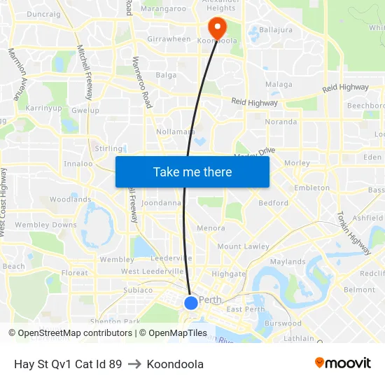 Hay St Qv1 Cat Id 89 to Koondoola map
