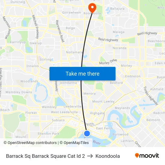 Barrack Sq Barrack Square Cat Id 2 to Koondoola map