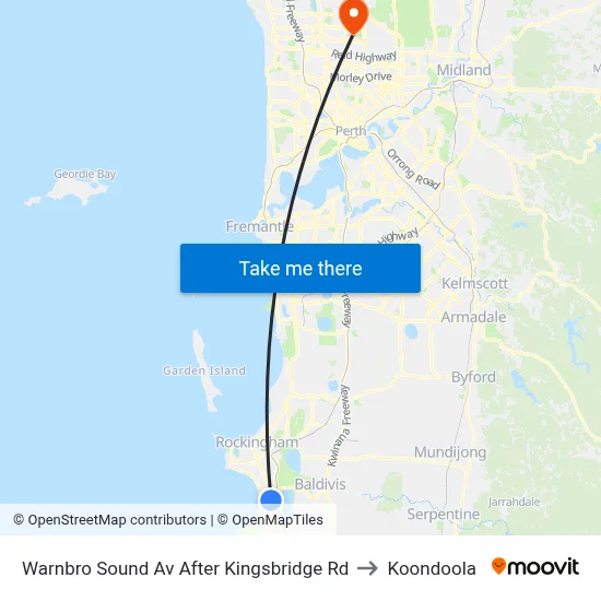 Warnbro Sound Av After Kingsbridge Rd to Koondoola map