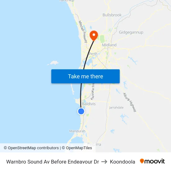 Warnbro Sound Av Before Endeavour Dr to Koondoola map