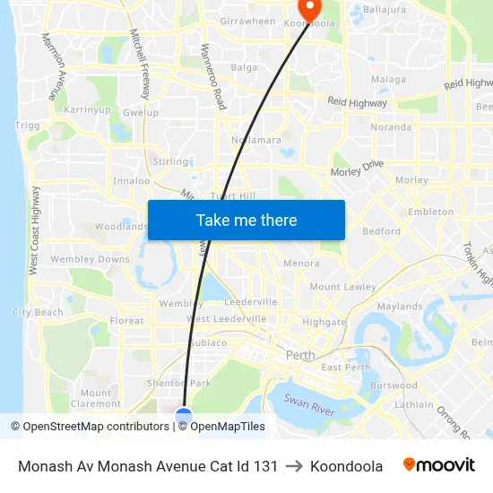 Monash Av Monash Avenue Cat Id 131 to Koondoola map