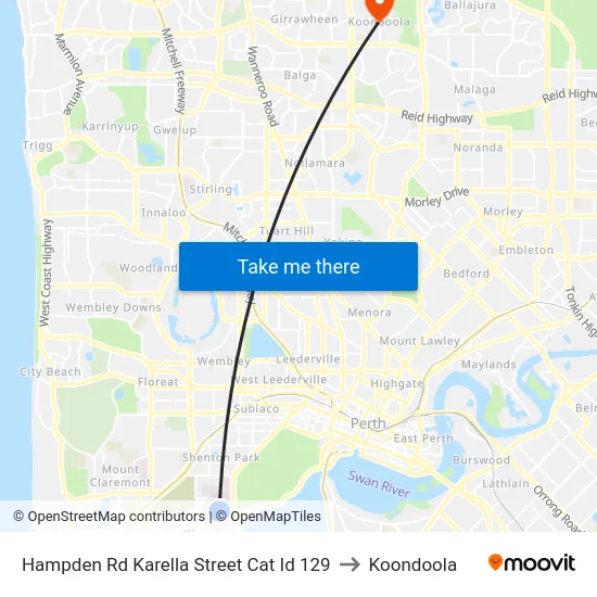Hampden Rd Karella Street Cat Id 129 to Koondoola map