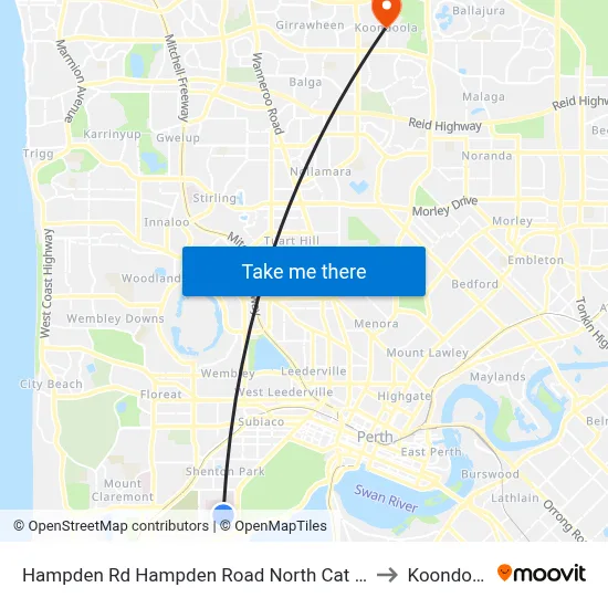 Hampden Rd Hampden Road North Cat Id 130 to Koondoola map