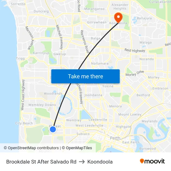Brookdale St After Salvado Rd to Koondoola map