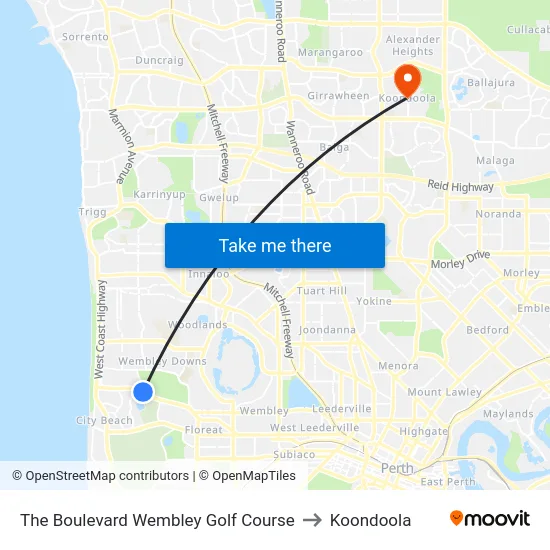 The Boulevard   Wembley Golf Course to Koondoola map