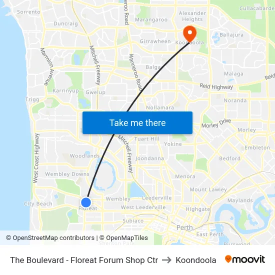The Boulevard  - Floreat Forum Shop Ctr to Koondoola map