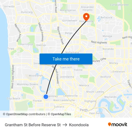 Grantham St Before Reserve St to Koondoola map