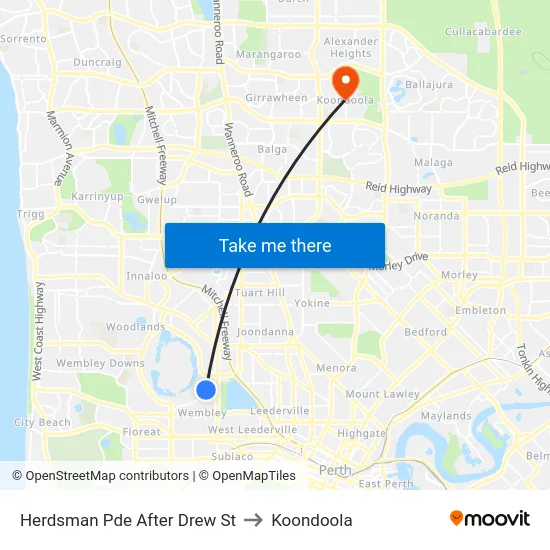 Herdsman Pde After Drew St to Koondoola map