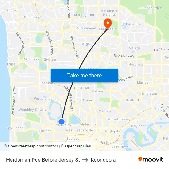 Herdsman Pde Before Jersey St to Koondoola map