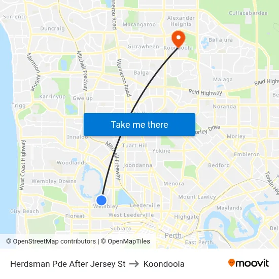Herdsman Pde After Jersey St to Koondoola map