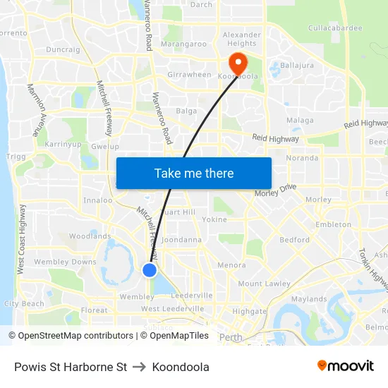 Powis St Harborne St to Koondoola map