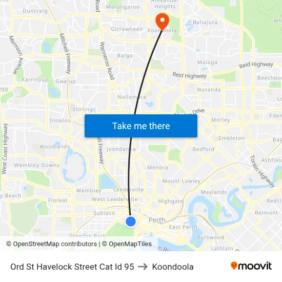 Ord St Havelock Street Cat Id 95 to Koondoola map