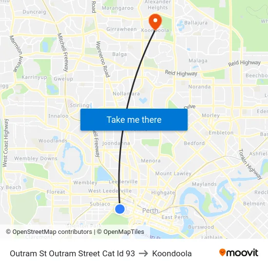 Outram St Outram Street Cat Id 93 to Koondoola map