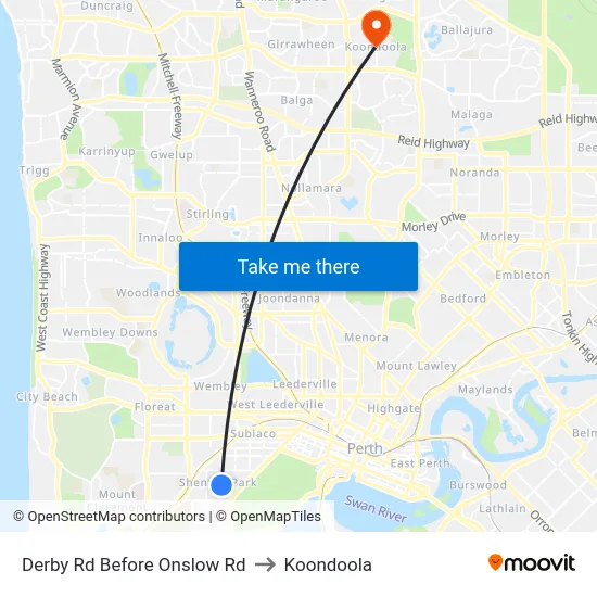 Derby Rd Before Onslow Rd to Koondoola map