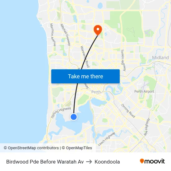 Birdwood Pde Before Waratah Av to Koondoola map