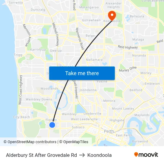 Alderbury St After Grovedale Rd to Koondoola map