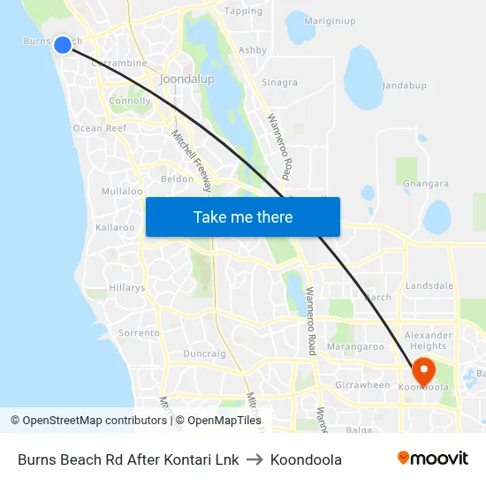 Burns Beach Rd After Kontari Lnk to Koondoola map