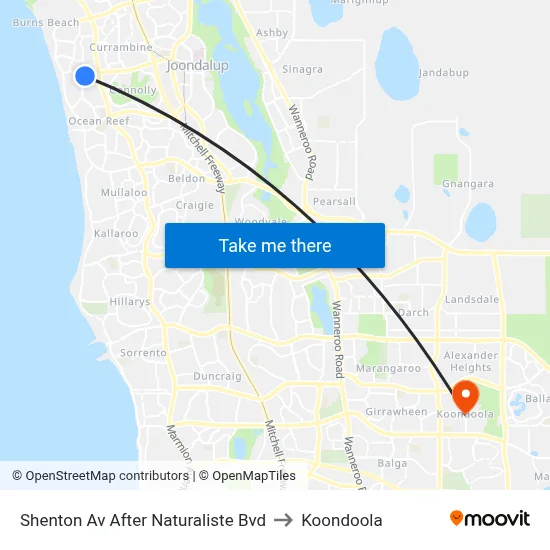 Shenton Av After Naturaliste Bvd to Koondoola map