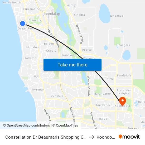 Constellation Dr Beaumaris Shopping Centre to Koondoola map