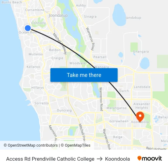 Access Rd Prendiville Catholic College to Koondoola map