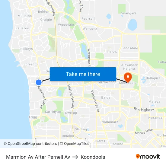 Marmion Av After Parnell Av to Koondoola map