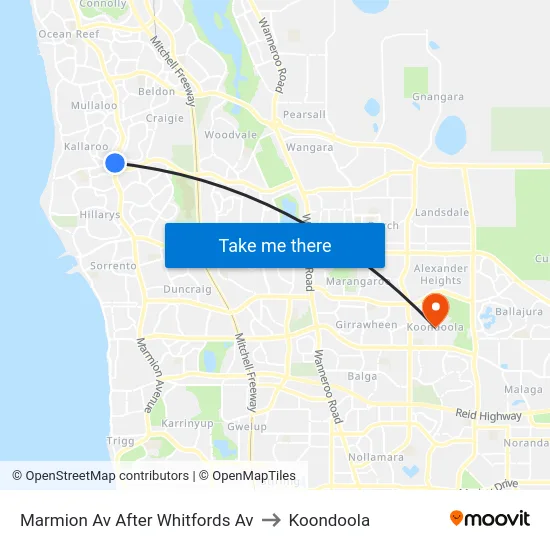 Marmion Av After Whitfords Av to Koondoola map