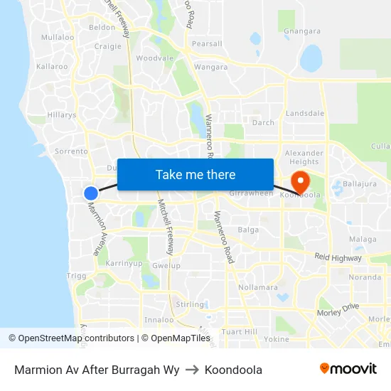 Marmion Av After Burragah Wy to Koondoola map