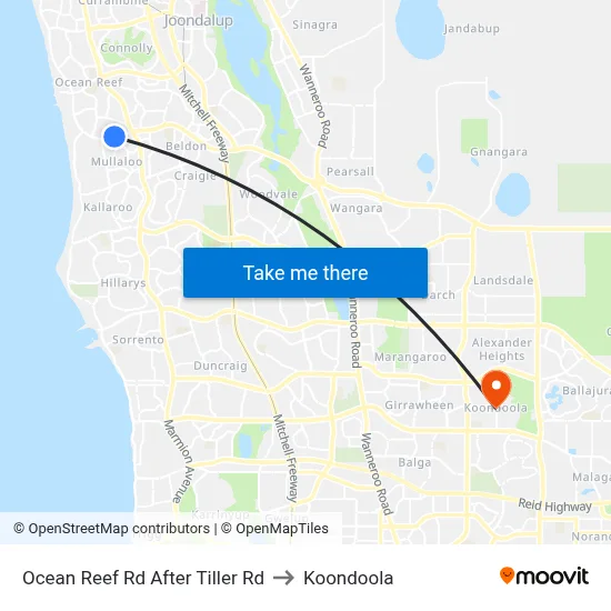 Ocean Reef Rd After Tiller Rd to Koondoola map