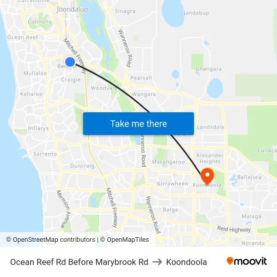 Ocean Reef Rd Before Marybrook Rd to Koondoola map
