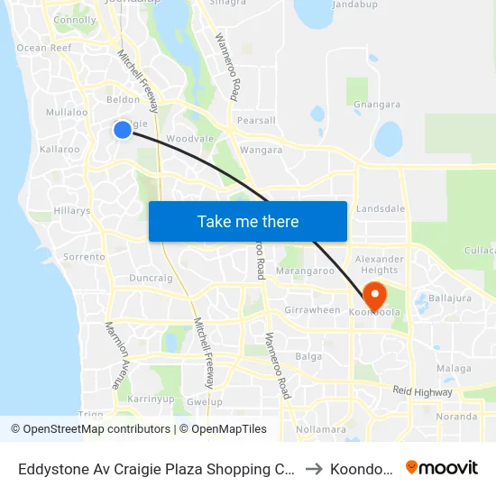 Eddystone Av Craigie Plaza Shopping Centre to Koondoola map