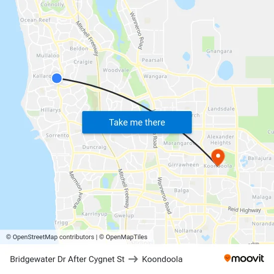 Bridgewater Dr After Cygnet St to Koondoola map