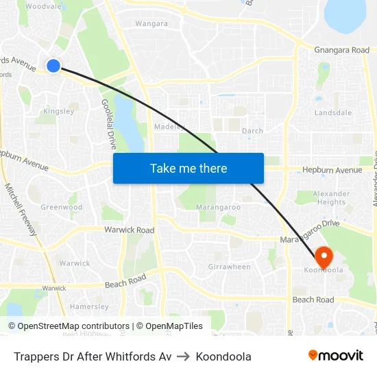 Trappers Dr After Whitfords Av to Koondoola map