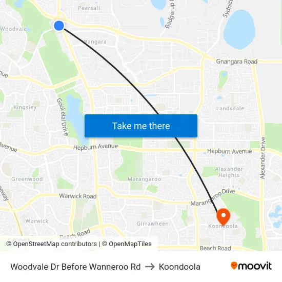 Woodvale Dr Before Wanneroo Rd to Koondoola map