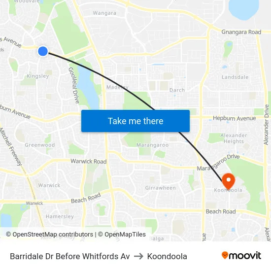 Barridale Dr Before Whitfords Av to Koondoola map