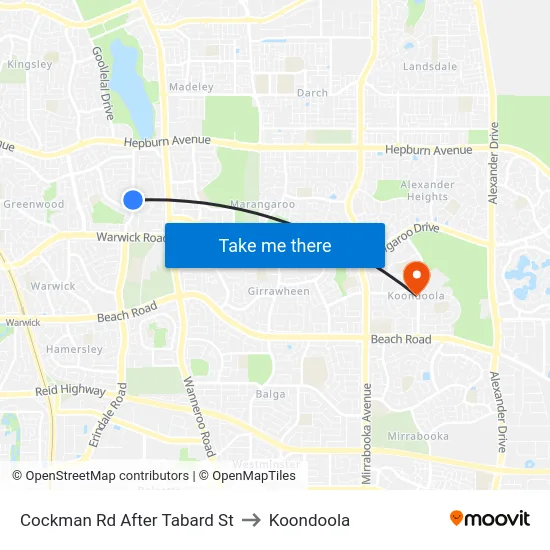 Cockman Rd After Tabard St to Koondoola map