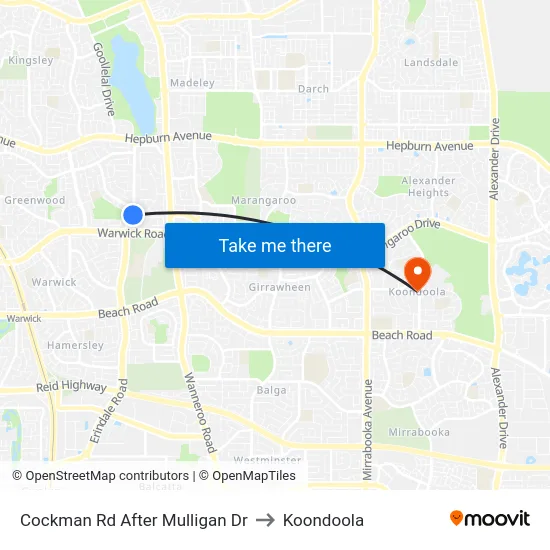 Cockman Rd After Mulligan Dr to Koondoola map