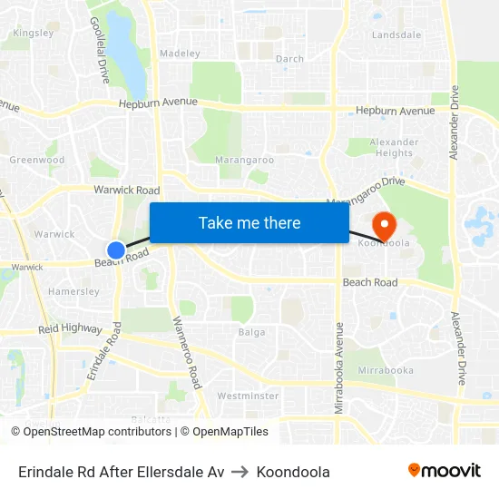Erindale Rd After Ellersdale Av to Koondoola map