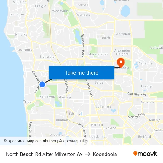 North Beach Rd After Milverton Av to Koondoola map
