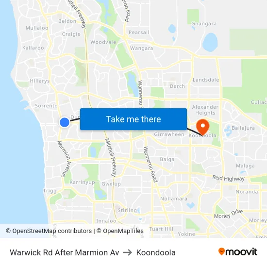 Warwick Rd After Marmion Av to Koondoola map
