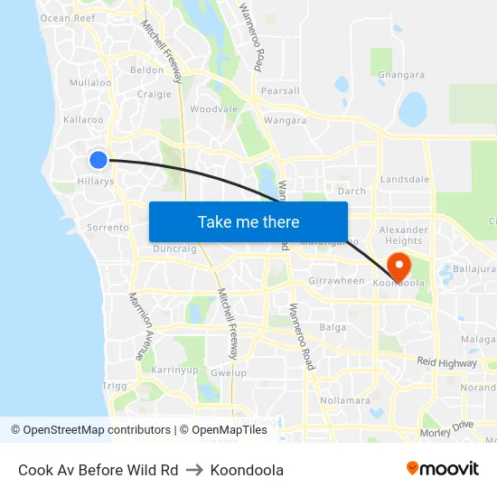 Cook Av Before Wild Rd to Koondoola map