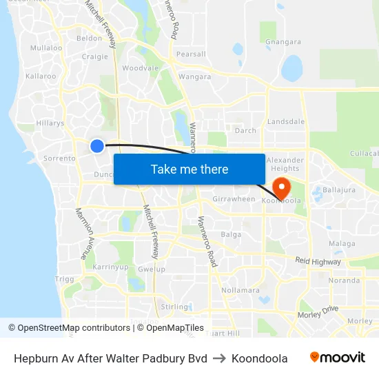 Hepburn Av After Walter Padbury Bvd to Koondoola map