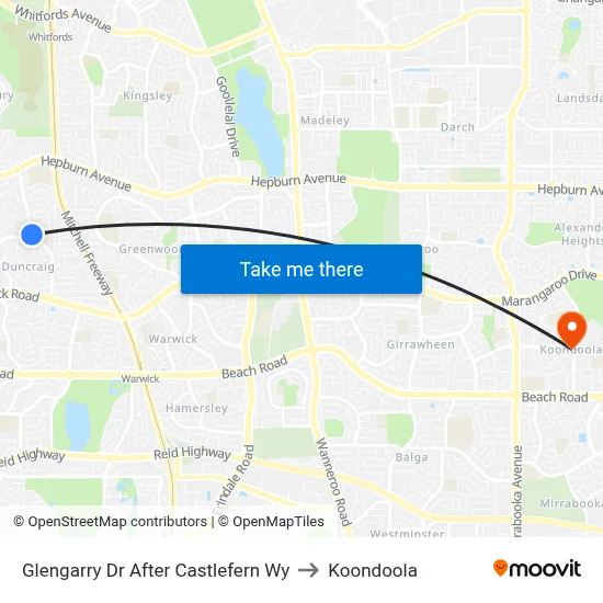 Glengarry Dr After Castlefern Wy to Koondoola map