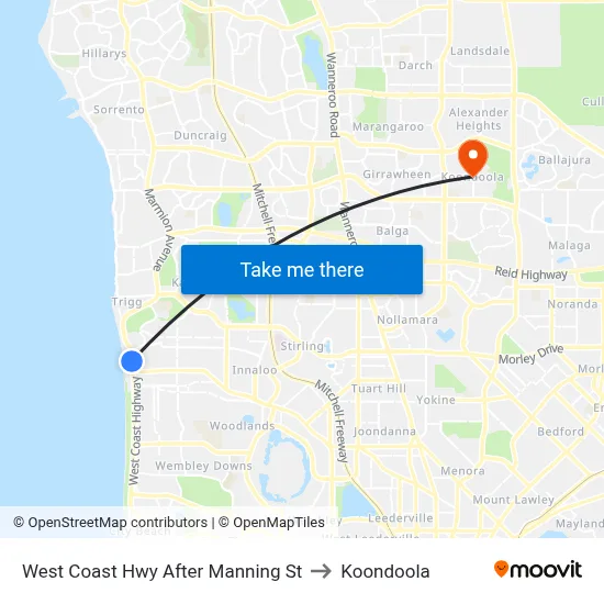 West Coast Hwy After Manning St to Koondoola map