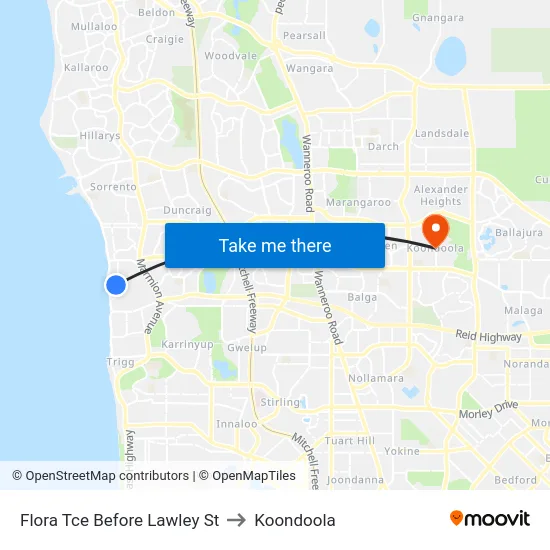 Flora Tce Before Lawley St to Koondoola map