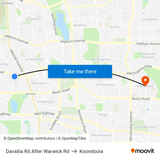 Davallia Rd After Warwick Rd to Koondoola map