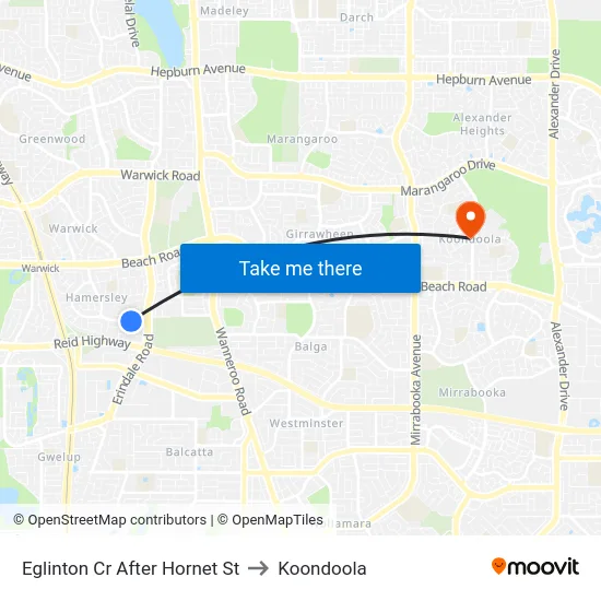 Eglinton Cr After Hornet St to Koondoola map