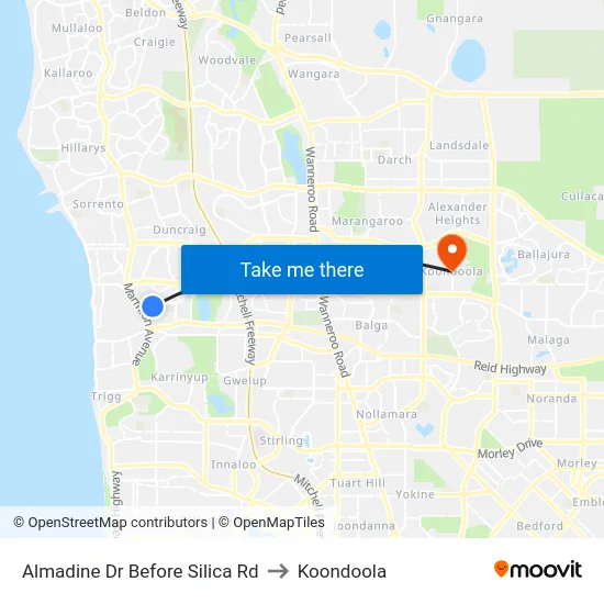Almadine Dr Before Silica Rd to Koondoola map