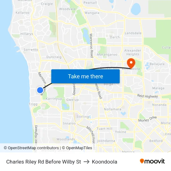 Charles Riley Rd Before Wilby St to Koondoola map