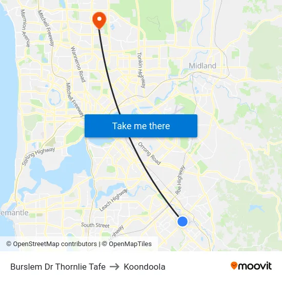 Burslem Dr Thornlie Tafe to Koondoola map